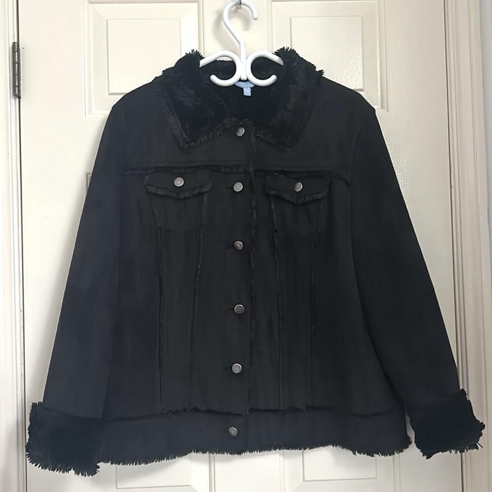 Denver Hayes Black Faux Fur Trim Jacket